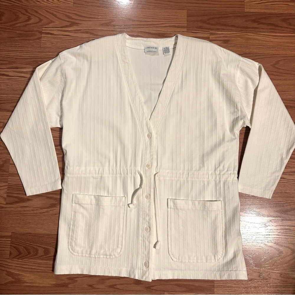 Vintage Preview International Creamy White Oversized Cardigan with size M